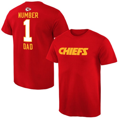 NFL Men's Kansas City Chiefs Pro Line Red Number 1 Dad T-Shirt